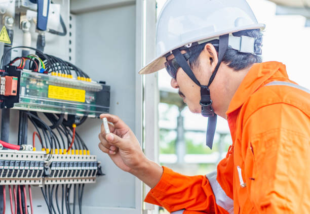 Engineer checking for abnormal solar power system operation And found that there is a lack of DC Fuse, resulting in a reduced capacity, Professional engineer concept about solar cell system.